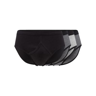 Big and tall pack of four grey and black striped and plain briefs